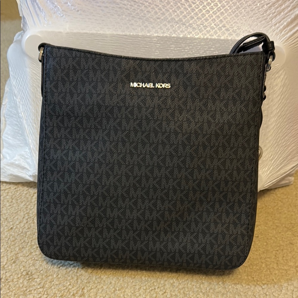 Michael Kors Black Messenger Bag with Signature Logo